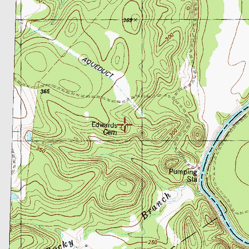 Topographic Map of Edwards Cemetery, TX