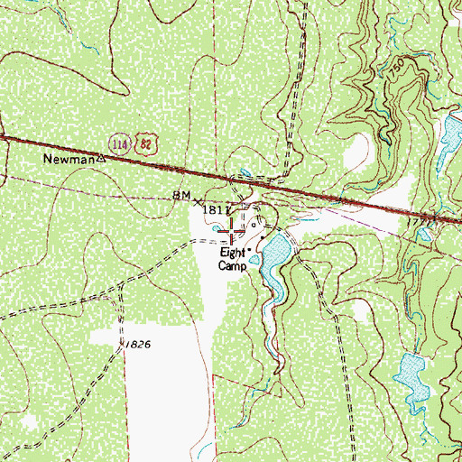 Topographic Map of Eight Camp, TX