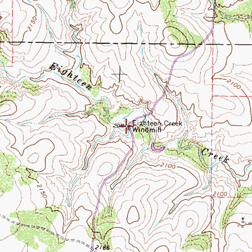 Topographic Map of Eighteen Creek Windmill, TX