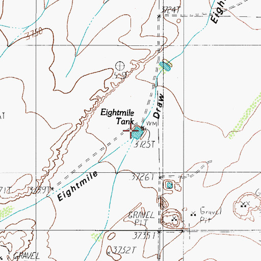 Topographic Map of Eightmile Tank, TX