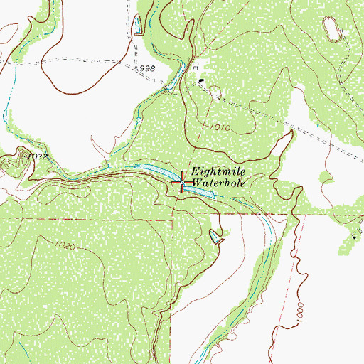 Topographic Map of Eightmile Waterhole, TX