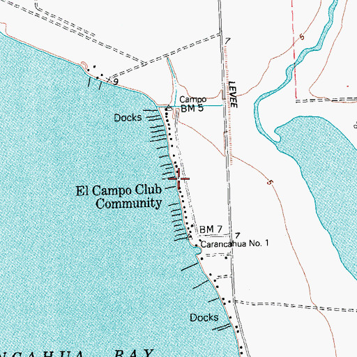 Topographic Map of El Campo Club, TX