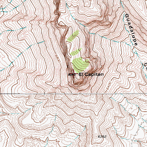 Topographic Map of El Capitan, TX