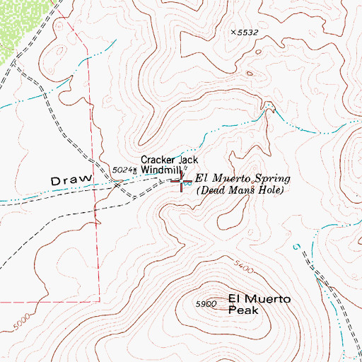 Topographic Map of El Muerto Spring, TX