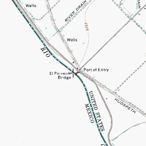 Topographic Map of El Porvenir Bridge, TX