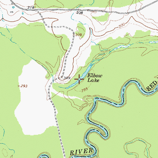 Topographic Map of Elbow Lake, TX