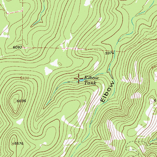 Topographic Map of Elbow Tank, TX