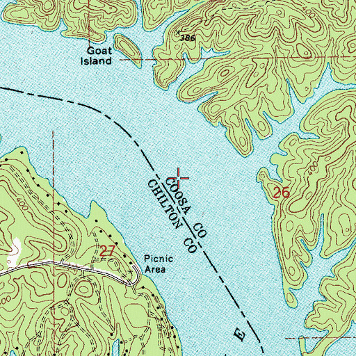 Topographic Map of Higgins Ferry (historical), AL