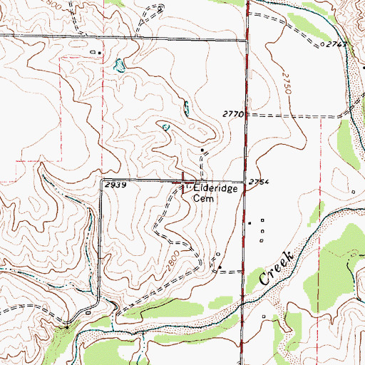Topographic Map of Elderidge Cemetery, TX