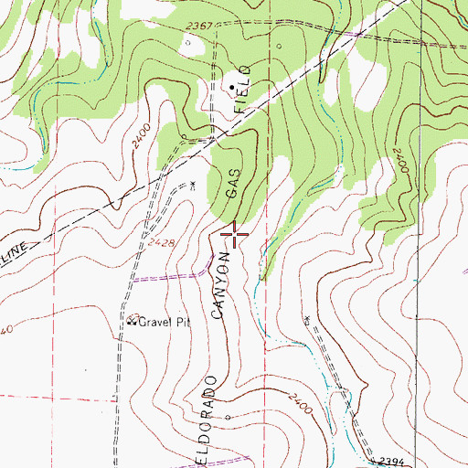 Topographic Map of Eldorado Canyon Gas Field, TX
