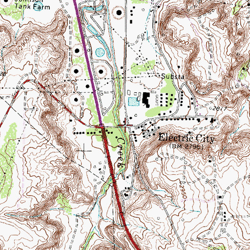 Topographic Map of Electric City, TX