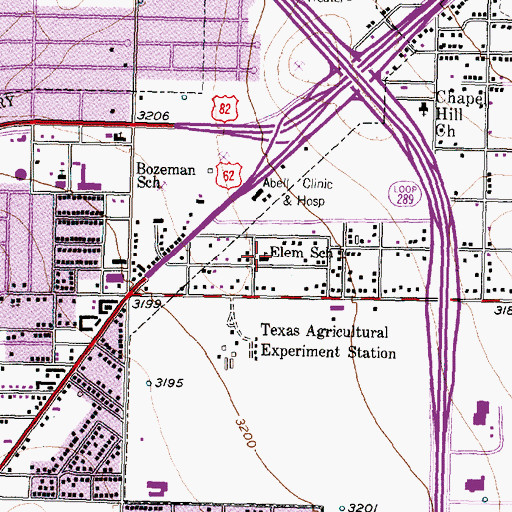 Topographic Map of Elem School, TX
