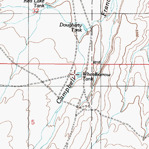 Topographic Map of Wheelbarrow Tank, AZ