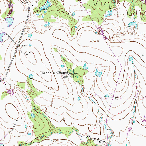 Topographic Map of Elizabeth Chapel Cemetery, TX