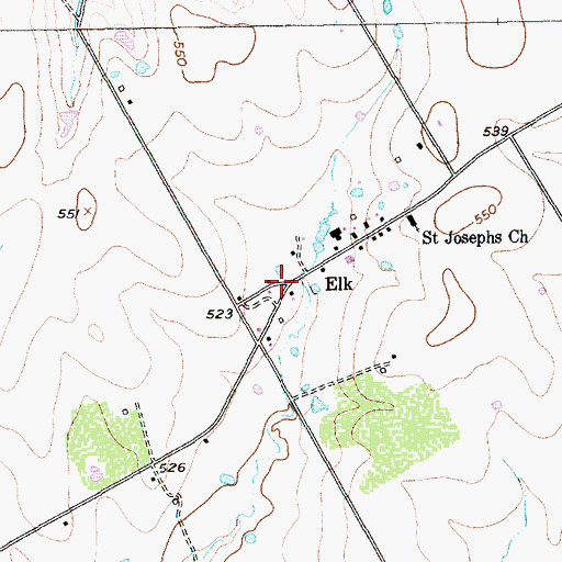 Topographic Map of Elk, TX