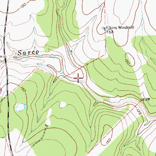 Topographic Map of Elkins Branch, TX