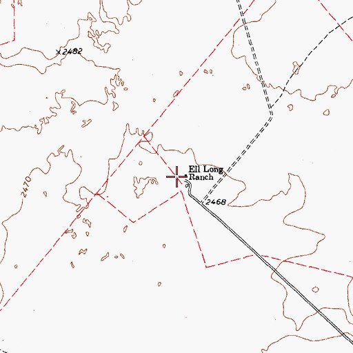 Topographic Map of Ell Long Ranch, TX