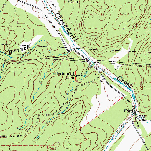 Topographic Map of Ellerbracht Cemetery, TX