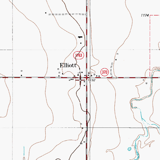 Topographic Map of Elliott, TX