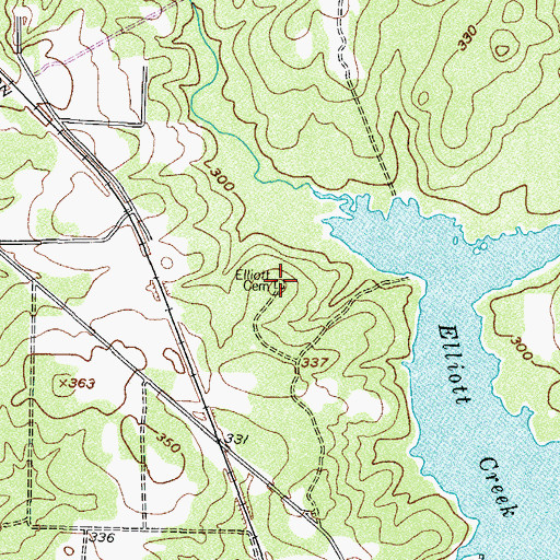 Topographic Map of Elliott Cemetery, TX