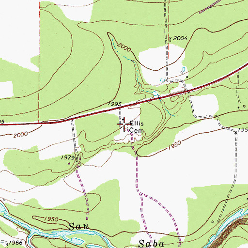 Topographic Map of Ellis Cemetery, TX