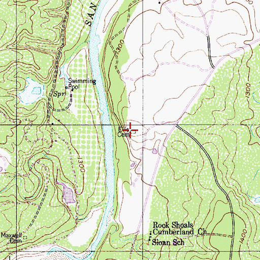 Topographic Map of Ellis Cemetery, TX