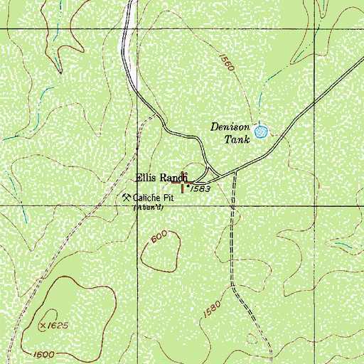 Topographic Map of Ellis Ranch, TX