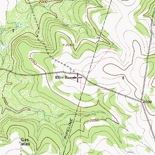 Topographic Map of Ellis Ranch, TX