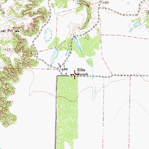 Topographic Map of Ellis Ranch, TX