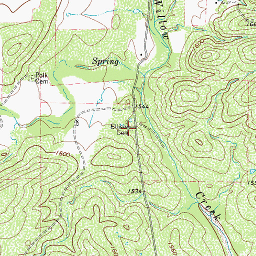 Topographic Map of Ellison Cemetery, TX