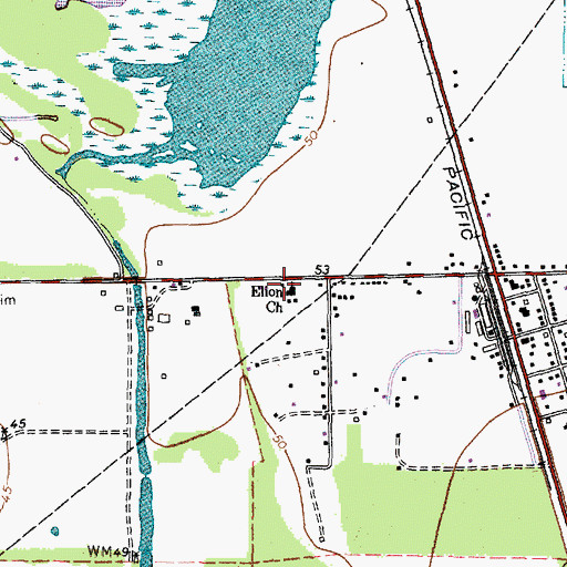 Topographic Map of Ellon Church, TX