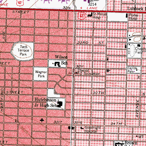 Topographic Map of Ellwood P O Substation, TX
