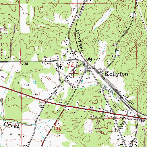 Topographic Map of Kellyton Baptist Church, AL