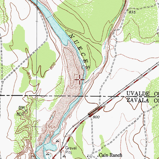 Topographic Map of Elm Creek, TX