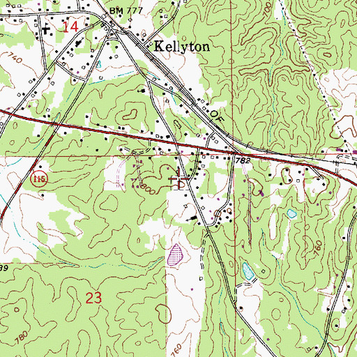 Topographic Map of Kellyton Cemetery, AL