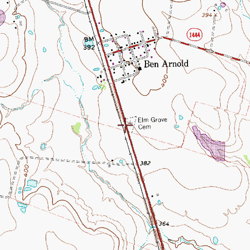 Topographic Map of Elm Grove Cemetery, TX