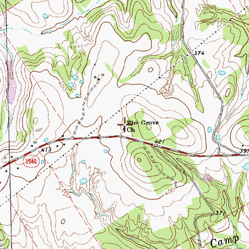 Topographic Map of Elm Grove Church, TX