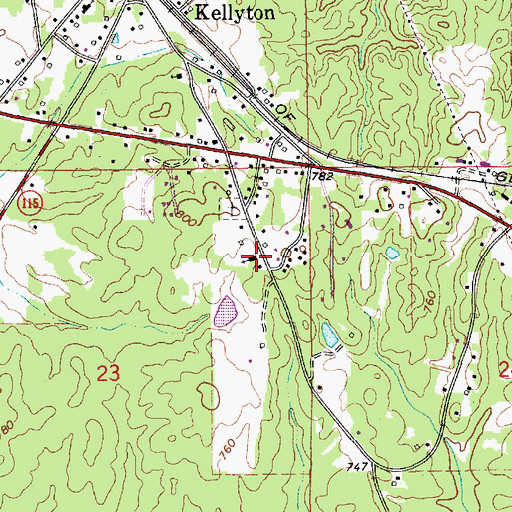 Topographic Map of Kellyton Emmanuel Holiness Church, AL