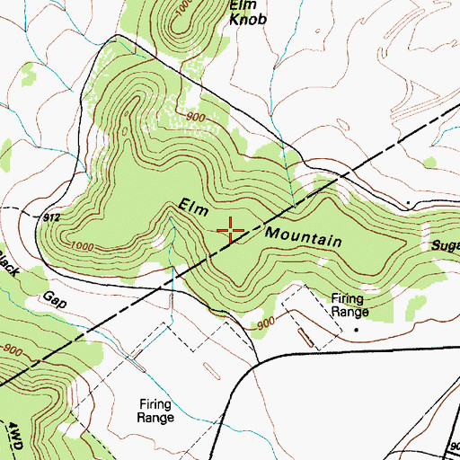 Topographic Map of Elm Mountain, TX