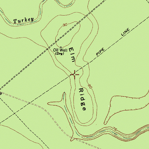 Topographic Map of Elm Ridge, TX