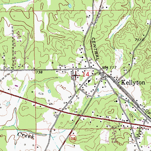 Topographic Map of Kellyton Junior High School, AL