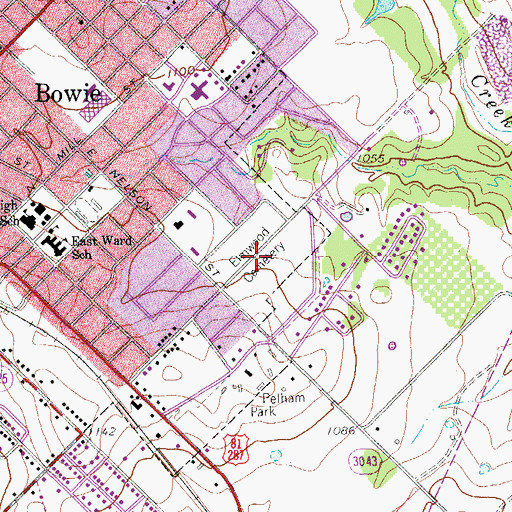 Topographic Map of Elmwood Cemetery, TX