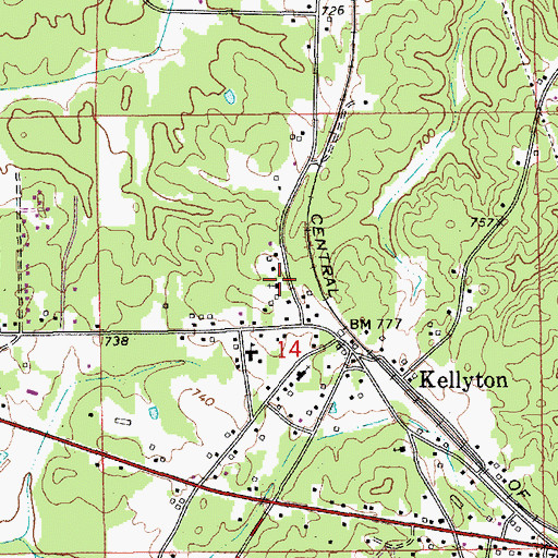 Topographic Map of Kellyton United Methodist Church, AL