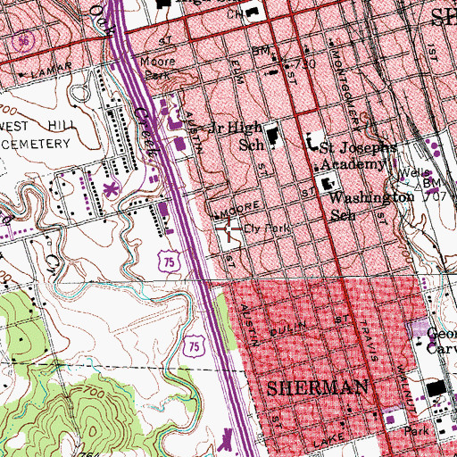 Topographic Map of Ely Park, TX