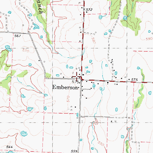 Topographic Map of Emberson, TX