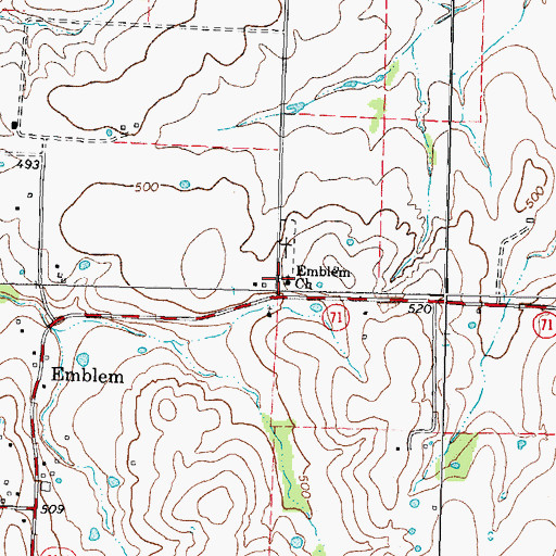 Topographic Map of Emblem Church, TX