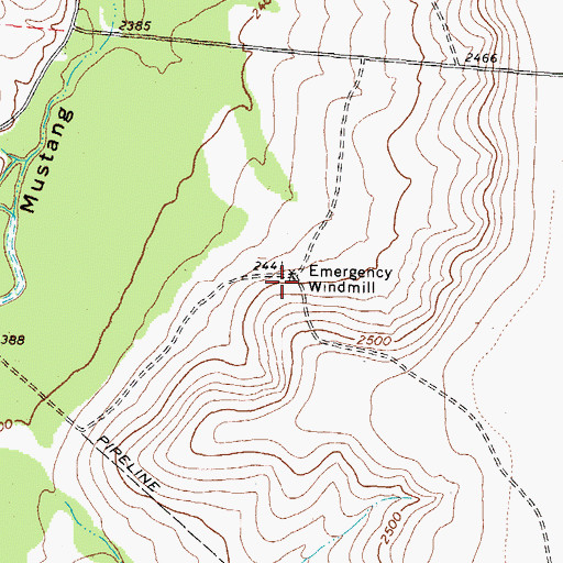 Topographic Map of Emergency Windmill, TX