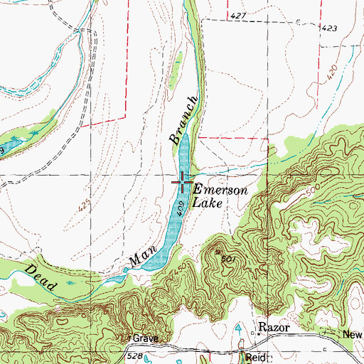 Topographic Map of Emerson Lake, TX