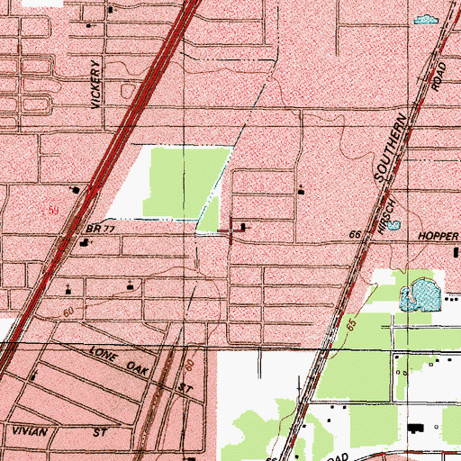 Topographic Map of Emerson Place, TX