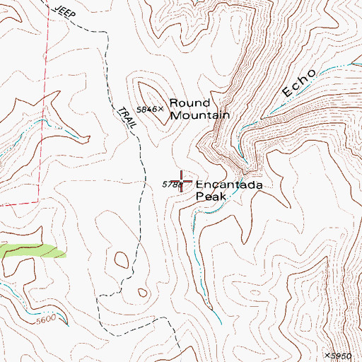 Topographic Map of Encantada Peak, TX